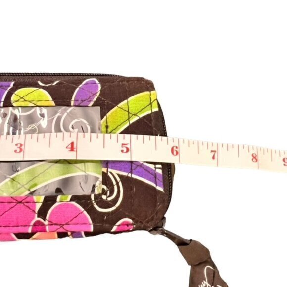 Vera Bradley Purple Punch Brown Retired‎ Pattern Coin & ID Purse Wristlet Strap - Picture 7 of 8